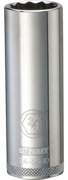 DeWALT DWMT74554OSP Drive Socket, 3/4 in Socket, 1/2 in Drive, 12-Point, Vanadium Steel, Polished Chrome [SKU: ORG7516123]