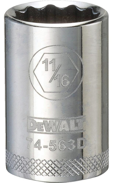 DeWALT DWMT74563OSP Drive Socket, 11/16 in Socket, 1/2 in Drive, 12-Point, Vanadium Steel, Polished Chrome [SKU: ORG7516180]