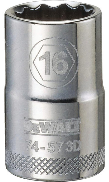 DeWALT DWMT74573OSP Drive Socket, 16 mm Socket, 1/2 in Drive, 12-Point, Vanadium Steel, Polished Chrome [SKU: ORG7516263]
