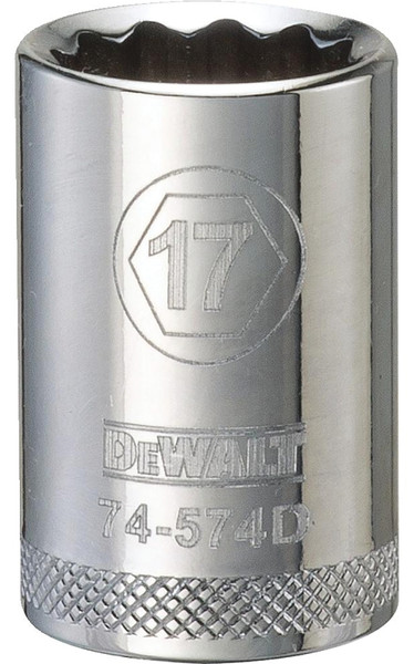 DeWALT DWMT74574OSP Drive Socket, 17 mm Socket, 1/2 in Drive, 12-Point, Vanadium Steel, Polished Chrome [SKU: ORG7516271]