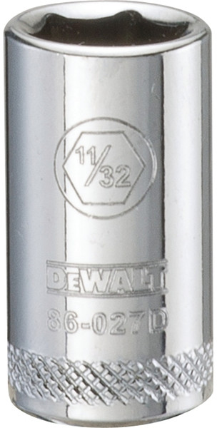 DeWALT DWMT86027OSP Hand Socket, 11/32 in Socket, 1/4 in Drive, 6-Point, Vanadium Steel, Polished Chrome [SKU: ORG7518376]