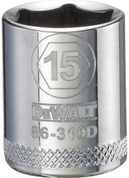 DeWALT DWMT86310OSP Hand Socket, 15 mm Socket, 3/8 in Drive, 6-Point, Vanadium Steel, Polished Chrome [SKU: ORG7519010]