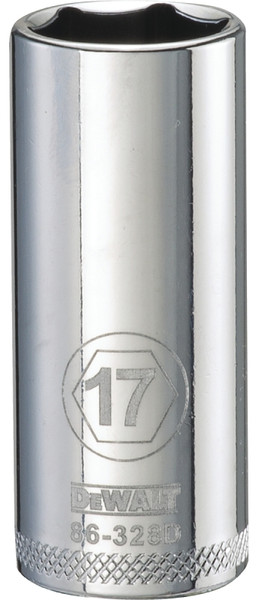 DeWALT DWMT86328OSP Drive Socket, 17 mm Socket, 3/8 in Drive, 6-Point, Vanadium Steel, Polished Chrome [SKU: ORG7519275]