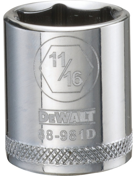 DeWALT DWMT88981OSP Hand Socket, 11/16 in Socket, 3/8 in Drive, 6-Point, Vanadium Steel, Polished Chrome [SKU: ORG7520190]