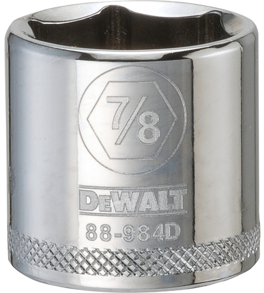 DeWALT DWMT88984OSP Hand Socket, 7/8 in Socket, 3/8 in Drive, 6-Point, Vanadium Steel, Polished Chrome [SKU: ORG7520240]