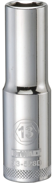 DeWALT DWMT93528OSP Drive Socket, 13 mm Socket, 1/2 in Drive, 6-Point, Vanadium Steel, Polished Chrome [SKU: ORG7520398]