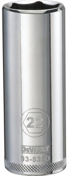 DeWALT DWMT93536OSP Drive Socket, 22 mm Socket, 1/2 in Drive, 6-Point, Vanadium Steel, Polished Chrome [SKU: ORG7520497]