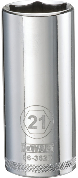 DeWALT DWMT96362OSP Drive Socket, 21 mm Socket, 3/8 in Drive, 6-Point, Vanadium Steel, Polished Chrome [SKU: ORG7520562]
