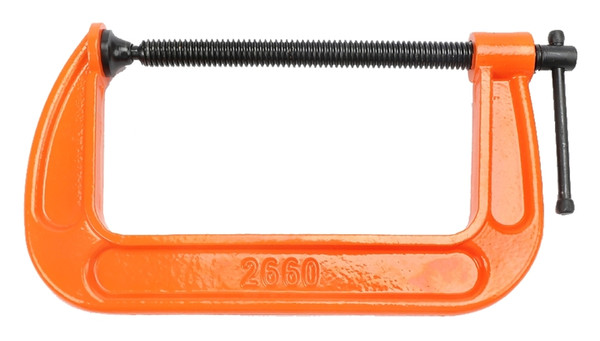 PONY 2660 Classic C-Clamp, 1000 lb Clamping, 6 in Max Opening Size, 3-1/2 in D Throat, Ductile Iron Body, Orange Body [SKU: ORG7384878]
