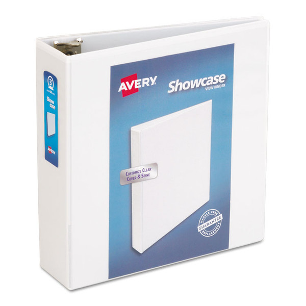 Showcase Economy View Binder with Round Rings, 3 Rings, 3" Capacity, 11 x 8.5, White [SKU: AVE19751]