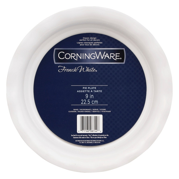 Corningware 1117314 Pie Plate, Ceramic, French White, Dishwasher Safe: Yes [SKU: ORG7021371]