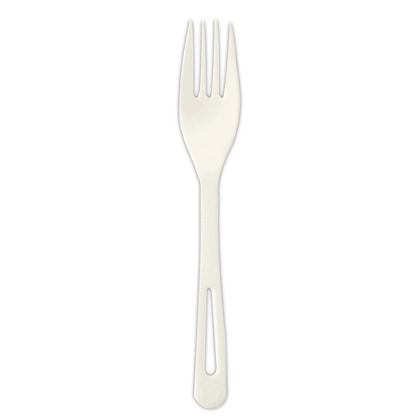 TPLA Compostable Cutlery, Fork, 6.3", White, 1,000/Carton [SKU: WORFOPS6]