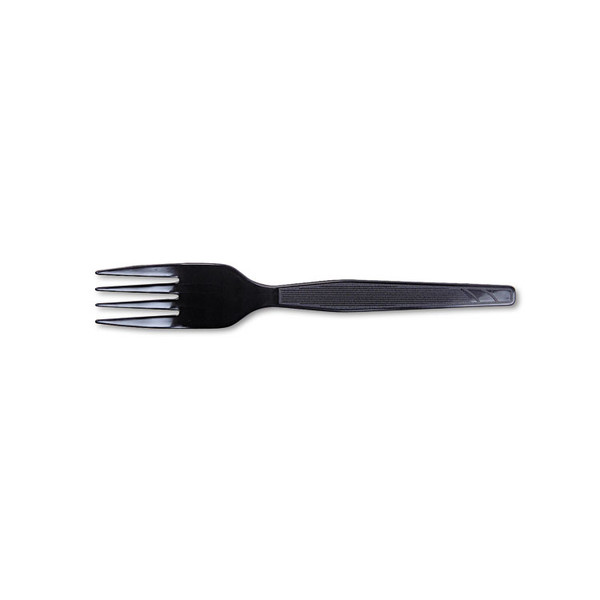 Plastic Cutlery, Heavy Mediumweight Forks, Black, 1,000/Carton [SKU: DXEFM507CT]