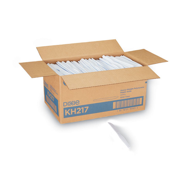 Plastic Cutlery, Heavyweight Knives, White, 1,000/Carton [SKU: DXEKH217]