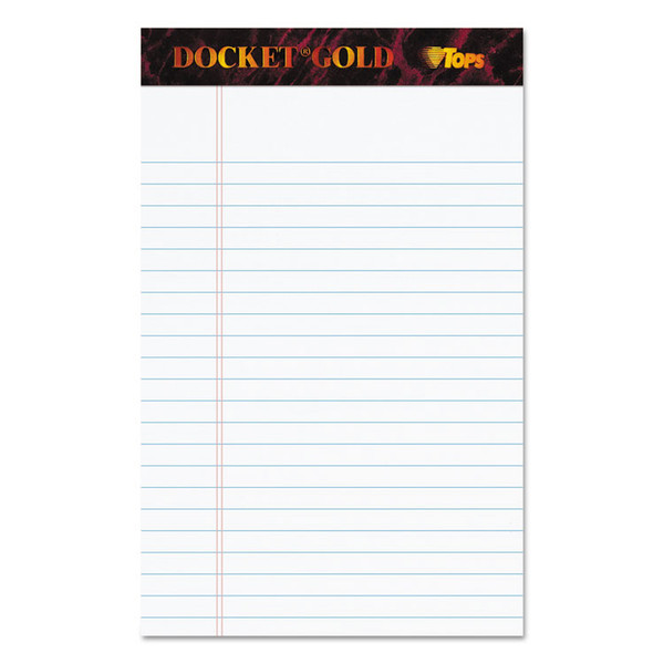 Docket Gold Ruled Perforated Pads, Narrow Rule, 50 White 5 x 8 Sheets, 12/Pack [SKU: TOP63910]