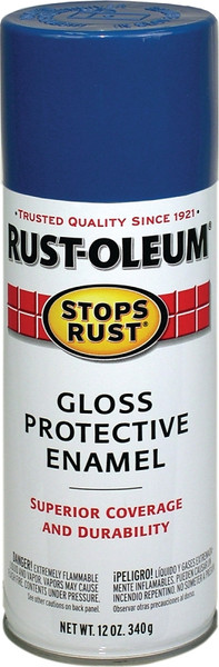 RUST-OLEUM STOPS RUST 7727830 Protective Enamel Spray Paint, Gloss, Royal Blue, 12 oz, Aerosol Can [SKU: ORG2554467]