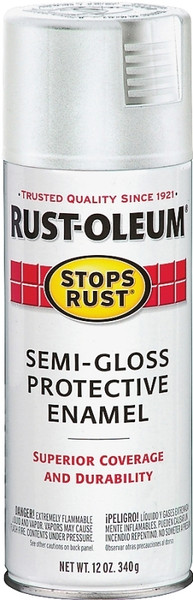 RUST-OLEUM STOPS RUST 7797830 Protective Enamel Spray Paint, Semi-Gloss, White, 12 oz, Aerosol Can [SKU: ORG6184097]