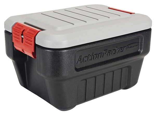 Rubbermaid ActionPacker RMAP080000 Storage Box, Plastic, Black, 19 in L, 14.1 in W, 12.1 in H [SKU: ORG6206064]