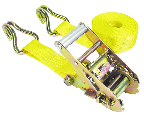 KEEPER 89519 Tie-Down, 1-3/4 in W, 15 ft L, Yellow, 1666 lb Working Load, Double J-Hook End [SKU: ORG3104213]
