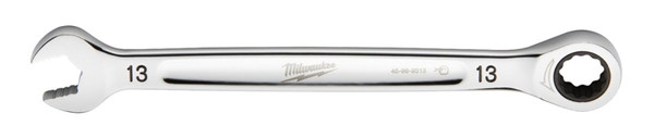 Milwaukee 45-96-9313 Ratcheting Combination Wrench, Metric, 13 mm Head, 7.34 in L, 12-Point, Steel, Chrome [SKU: ORG1385830]