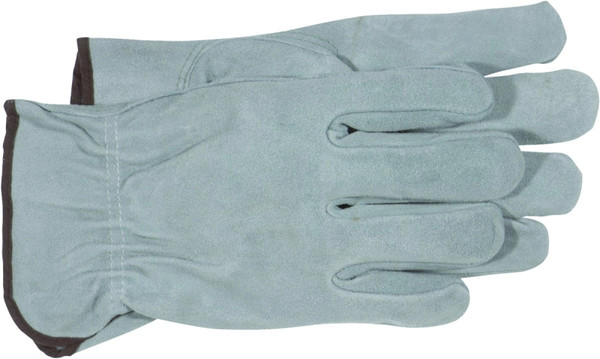 BOSS 4065J Driver Gloves, XL, Keystone Thumb, Open, Shirred Elastic Back Cuff, Cowhide Leather, Gray [SKU: ORG0656819]
