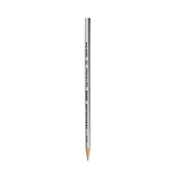 Verithin Smear-Proof Colored Pencils, 2 mm, Metallic Silver Lead, Metallic Silver Barrel, Dozen [SKU: SAN02460]