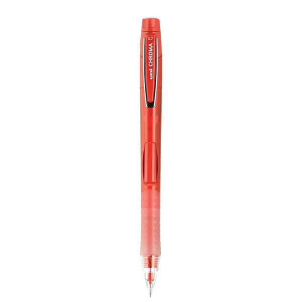 Chroma Mechanical Pencil, 0.7 mm, HB (#2), Black Lead, Red Barrel, Dozen [SKU: UBC70135]
