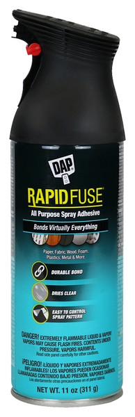 DAP RapidFuse 7079800114 Spray Adhesive, Solvent, Clear, 24 hr Curing, 11 oz Aerosol Can [SKU: ORG8301459]