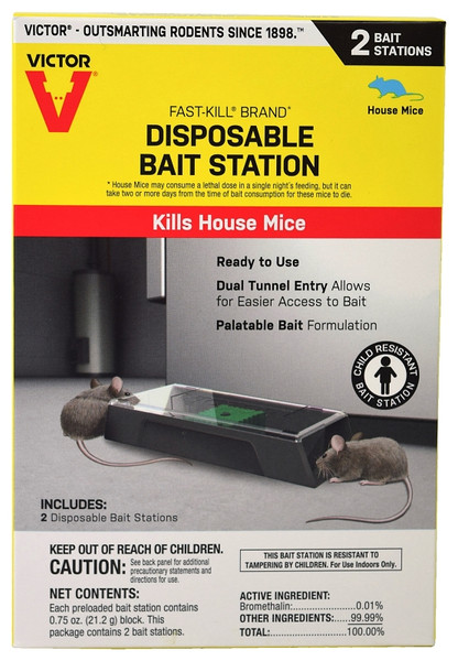 Victor Fast-Kill M914 Mouse Bait Station, 2 -Opening, Plastic [SKU: ORG9528845]