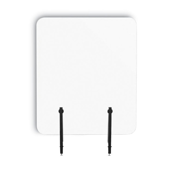 Protector Series Frameless Glass Desktop Divider, 23.6 x 0.16 x 35.4, Clear/Aluminum [SKU: BVCGL0701393]