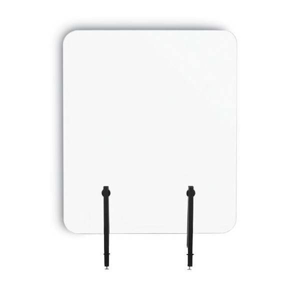 Protector Series Frameless Glass Desktop Divider, 47.2 x 0.16 x 35.4, Clear/Aluminum [SKU: BVCGL0801393]