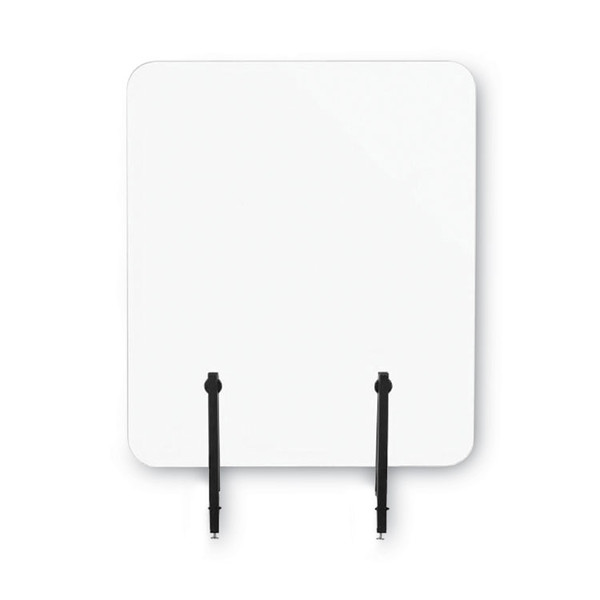 Protector Series Frameless Glass Desktop Divider, 55.1 x 0.16 x 35.4, Clear/Aluminum [SKU: BVCGL3501393]