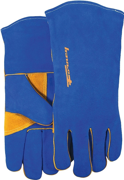 ForneyHide 53423 Welding Gloves, Men's, XL, Gauntlet Cuff, Leather Palm, Blue, Reinforced Crotch Thumb, Leather Back [SKU: ORG8914350]