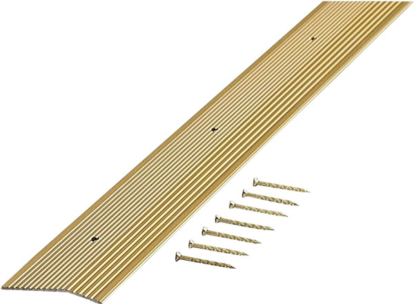 M-D 79244 Carpet Trim, 36 in L, 2 in W, Fluted Surface, Aluminum, Satin Brass [SKU: ORG5790423]