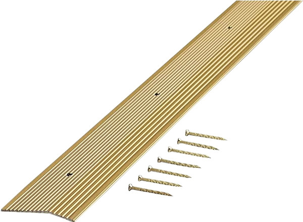 M-D 79251 Carpet Trim, 72 in L, 2 in W, Fluted Surface, Aluminum, Satin Brass [SKU: ORG8404352]