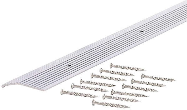 M-D 78154 Carpet Trim, 72 in L, 1.38 in W, Fluted Surface, Aluminum, Silver [SKU: ORG4995932]