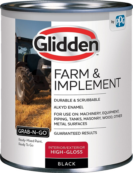 Glidden GLFIIE50BL-04 Exterior Paint, High-Gloss, Black, 1 qt [SKU: ORG5484977]