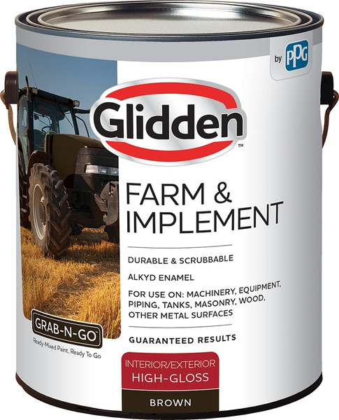 Glidden GLFIIE50BR-01 Exterior Paint, High-Gloss, Brown, 1 gal [SKU: ORG5484985]