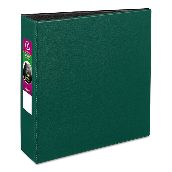 Durable Non-View Binder with DuraHinge and Slant Rings, 3 Rings, 3" Capacity, 11 x 8.5, Green [SKU: AVE27653]