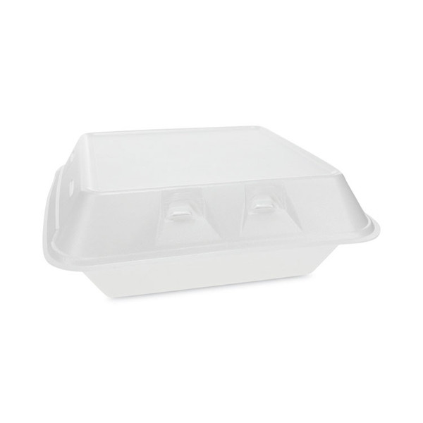 SmartLock Vented Foam Hinged Lid Container, 3-Compartment, 9 x 9.25 x 3.25, White, 150/Carton [SKU: PCTYHLWV9030000]