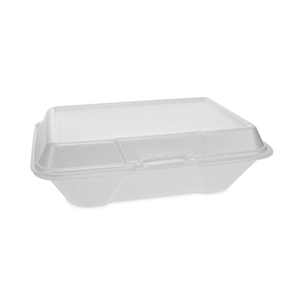 Foam Hinged Lid Container, Single Tab Lock #205 Utility, 9.19 x 6.5 x 2.75, White, 150/Carton [SKU: PCTYTH102050001]