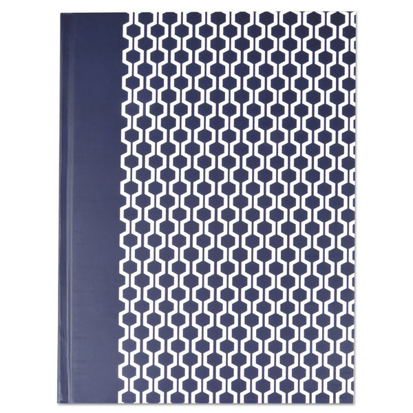 Casebound Hardcover Notebook, 1 Subject, Wide/Legal Rule, Dark Blue/White Cover, 10.25 x 7.63, 150 Sheets [SKU: UNV66351]