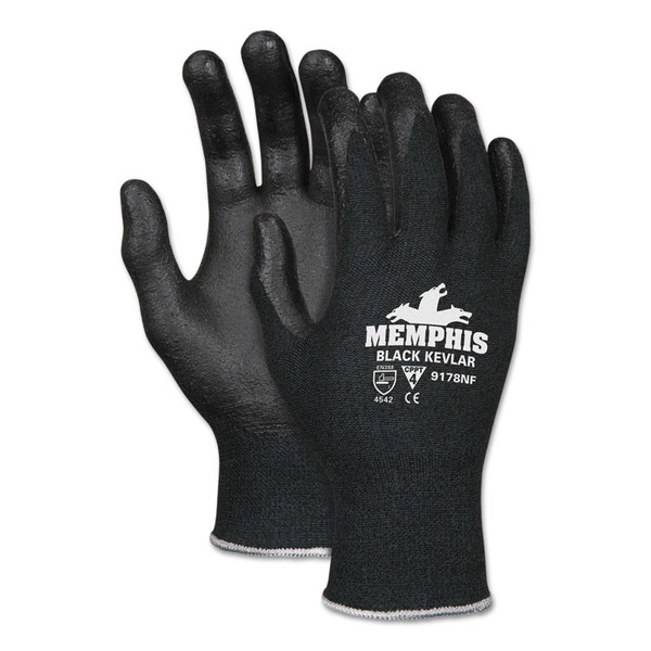Kevlar Gloves 9178NF, Kevlar/Nitrile Foam, Black, Large [SKU: CRW9178NFL]