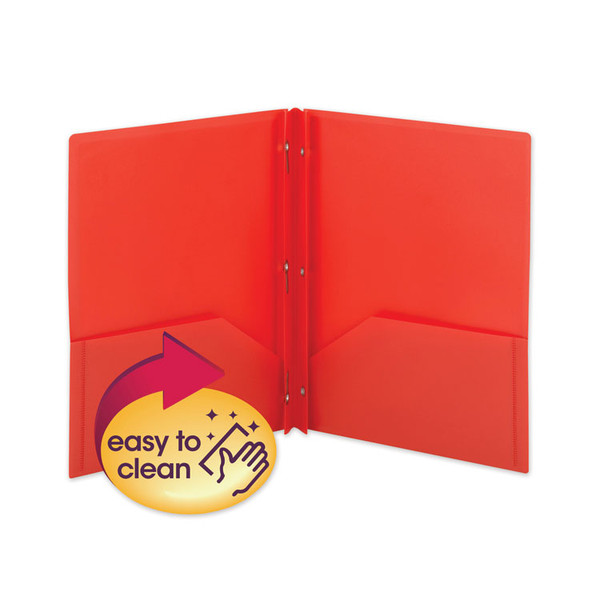 Poly Two-Pocket Folder with Fasteners, 180-Sheet Capacity, 11 x 8.5, Red, 25/Box [SKU: SMD87727]