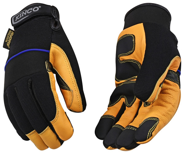 KincoPro 102HK-M Safety Gloves, Men's, M, Wing Thumb, Hook and Loop Cuff, Polyester/Spandex Back, Gold [SKU: ORG8635104]
