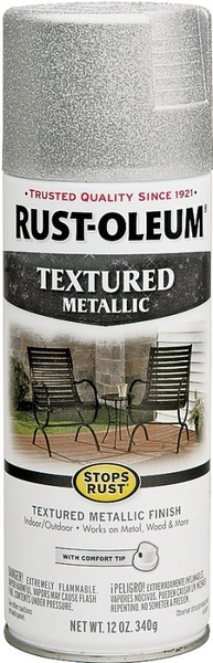 RUST-OLEUM STOPS RUST 251053 Textured Spray Silver, Solvent-Like, Silver, 12 oz, Aerosol Can [SKU: ORG4848123]