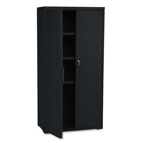 Rough n Ready Storage Cabinet, Three-Shelf, 33w x 18d x 66h, Black [SKU: ICE92551]