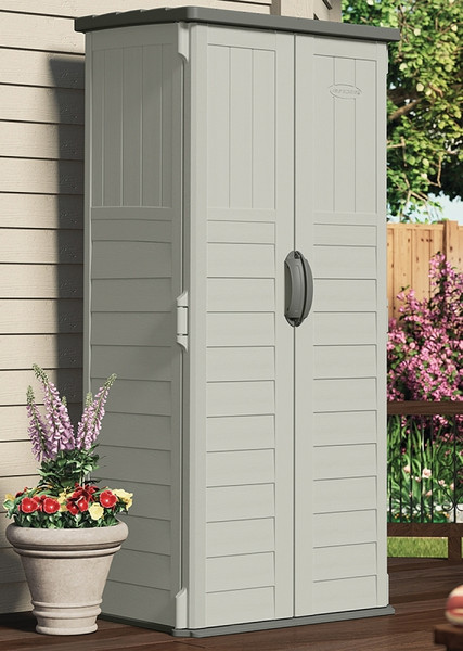 Suncast BMS1250 Storage Shed, 22 cu-ft Capacity, 2 ft 8-1/4 in W, 2 ft 1-1/2 in D, 6 ft H, Resin, Stoney/Vanilla [SKU: ORG8518508]
