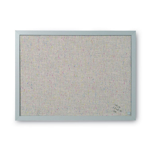 Designer Fabric Bulletin Board, 24X18, Gray Fabric/Gray Frame [SKU: BVCFB0470608]
