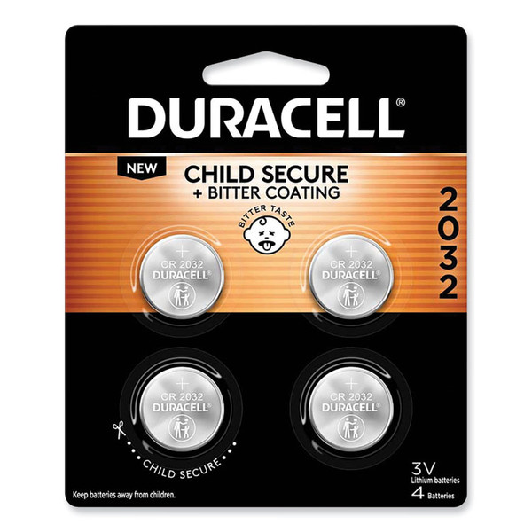 Lithium Coin Batteries With Bitterant, 2032, 4/Pack [SKU: DURDL2032B4PK]